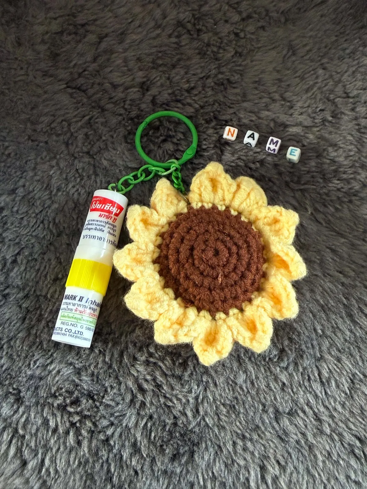 Crochet sunflower keychain